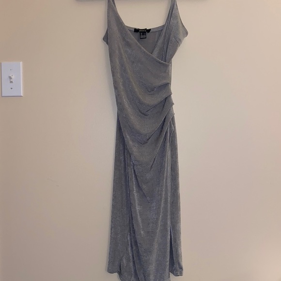 Silver Bodycon Dress with Slit - Picture 2 of 3